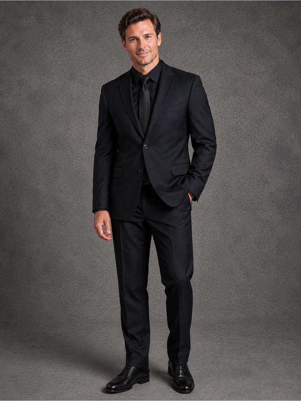 Michael Kors 46L Black 100% Wool Two Button Suit 36x30 Pants Classic Fit